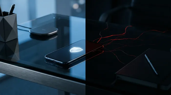 Ảnh chụp cận cảnh khuôn mặt của một người đang được quét bởi hệ thống nhận dạng khuôn mặt kỹ thuật số trên điện thoại thông minh.