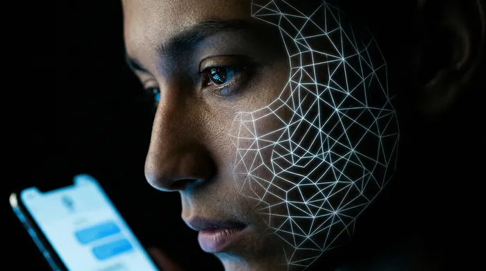 Một bàn tay đang cầm điện thoại thông minh hiển thị biểu tượng ổ khóa trên giao diện nhắn tin, được bao quanh bởi mạng lưới kết nối kỹ thuật số phát sáng trên nền đen, minh họa cho tính bảo mật của dữ liệu di động.