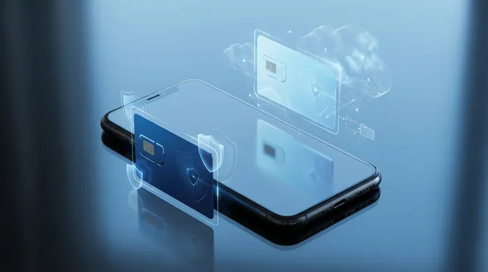 Một bàn tay đang cầm điện thoại thông minh hiển thị giao diện nhắn tin ba chiều hiện đại với các bong bóng trò chuyện và biểu tượng bảo mật.